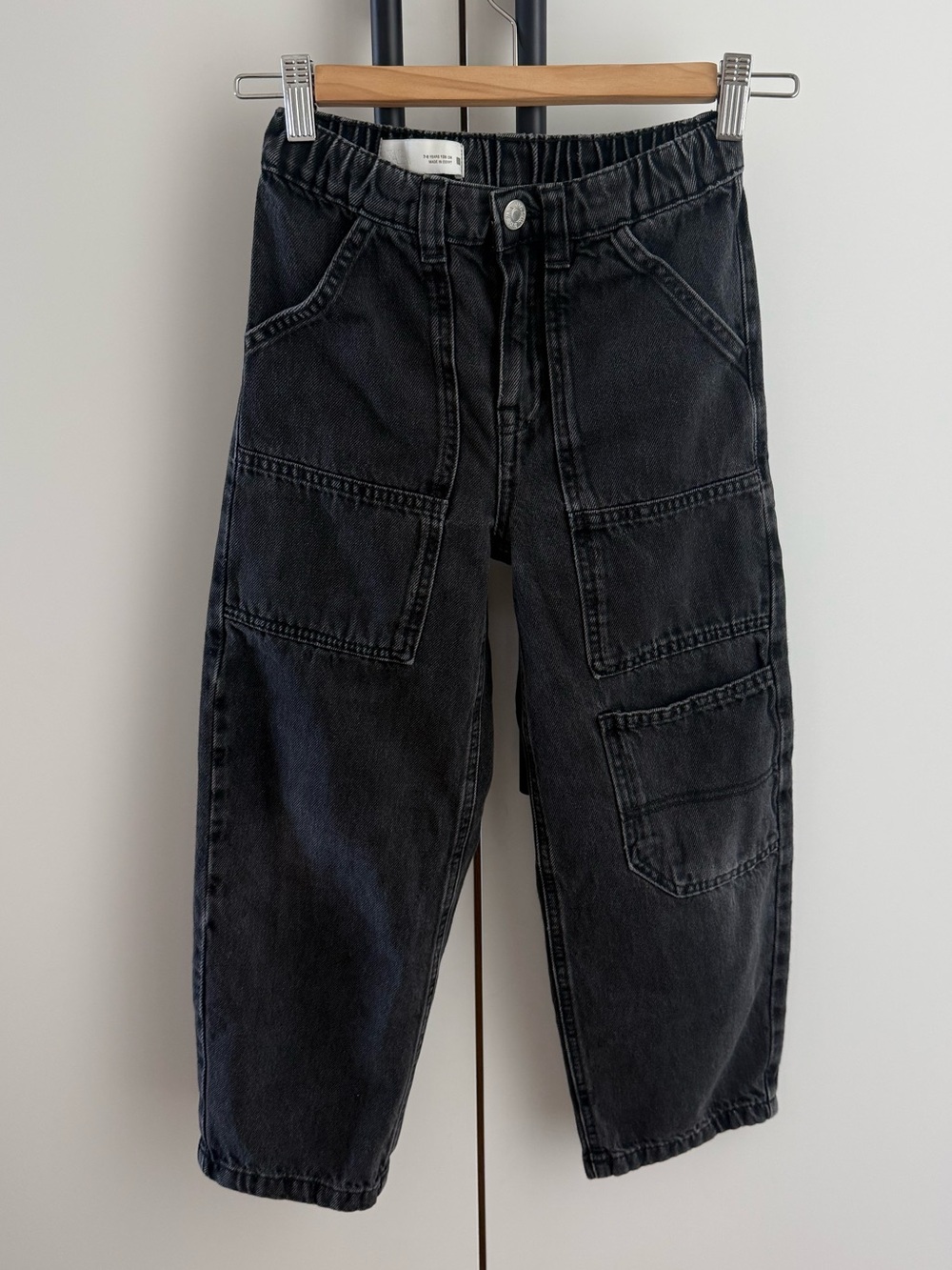 Zara Boys Black Baggy Jeans with Pockets - Size 7/8